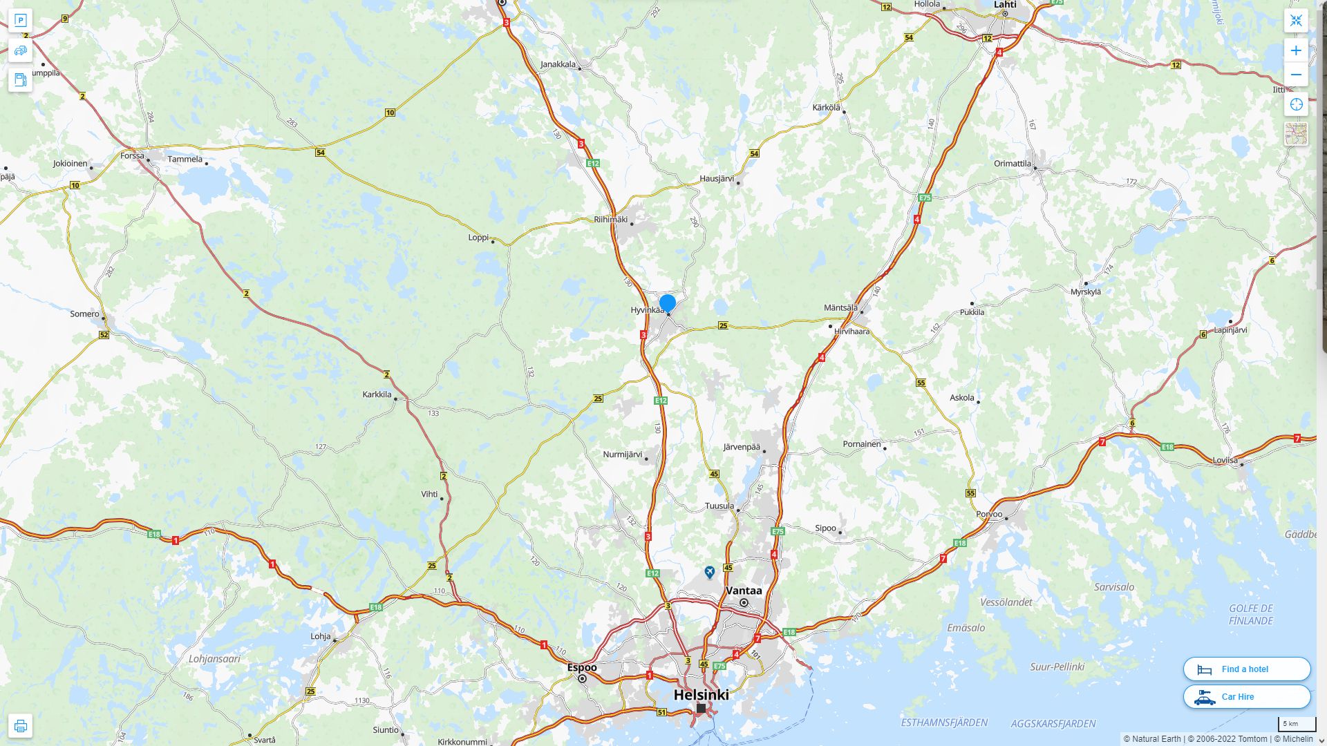 Hyvinkaa Finlande Autoroute et carte routiere